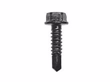 Picture of #14 x 1" Zinc Hex Washer Head Tek 3 Screws - Black
